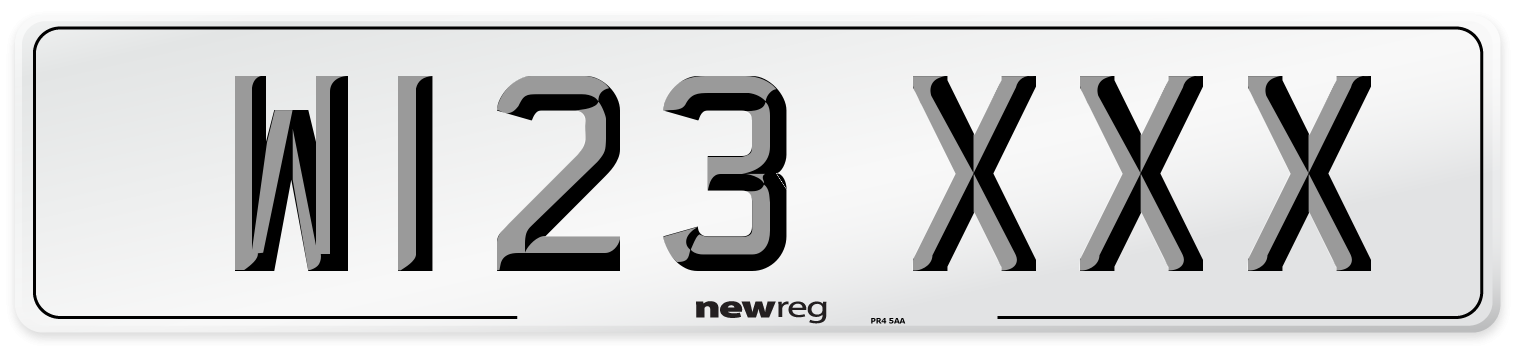 W123 XXX Number Plate from New Reg